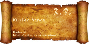 Kupfer Vince névjegykártya